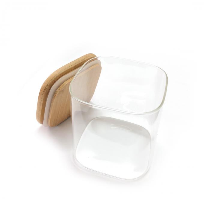 Glasvorratsbehälter-Klarglas-Nahrungsmittelkanister mit dem Bambusdeckel luftdicht für dienenden Tee, Kaffee, Mehl, Zucker, Süßigkeit, Plätzchen