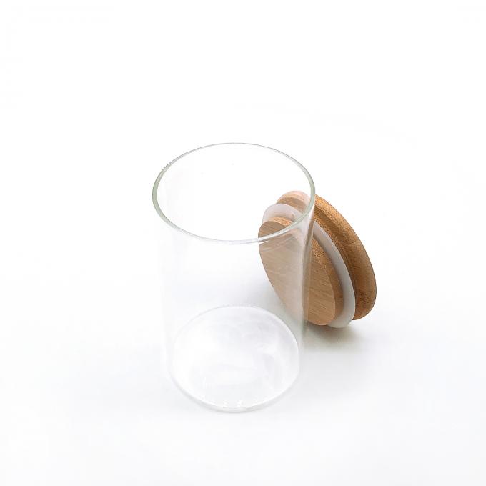 Speicher-Borosilicat-Glasgefäße 8oz 10oz transparente mit Bambusdeckel